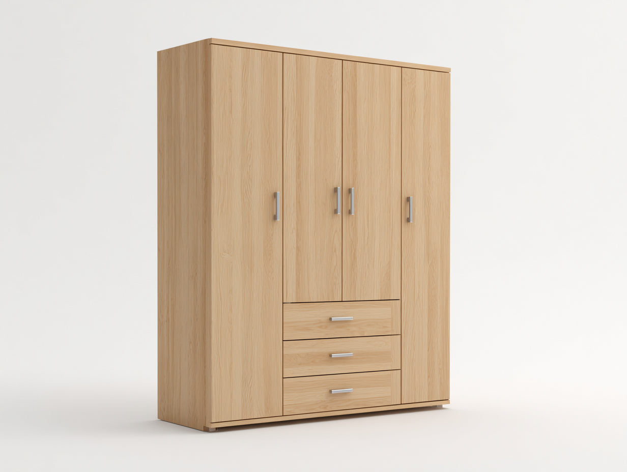 Armoire - panneaux de bois - 166x57x203 cm - bois clair - style moderne