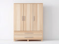 Armoire - panneaux de bois - 146x52x192 cm - bois clair - style scandinave