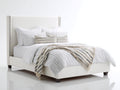 Lit double-Tissu-Bois-Mousse-Métal-217 x 177 x 128 cm-Blanc-Style classique