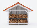 Abri à bûches - Bois - 220x82x185 cm - Blanc-Rouge brique - Style chalet
