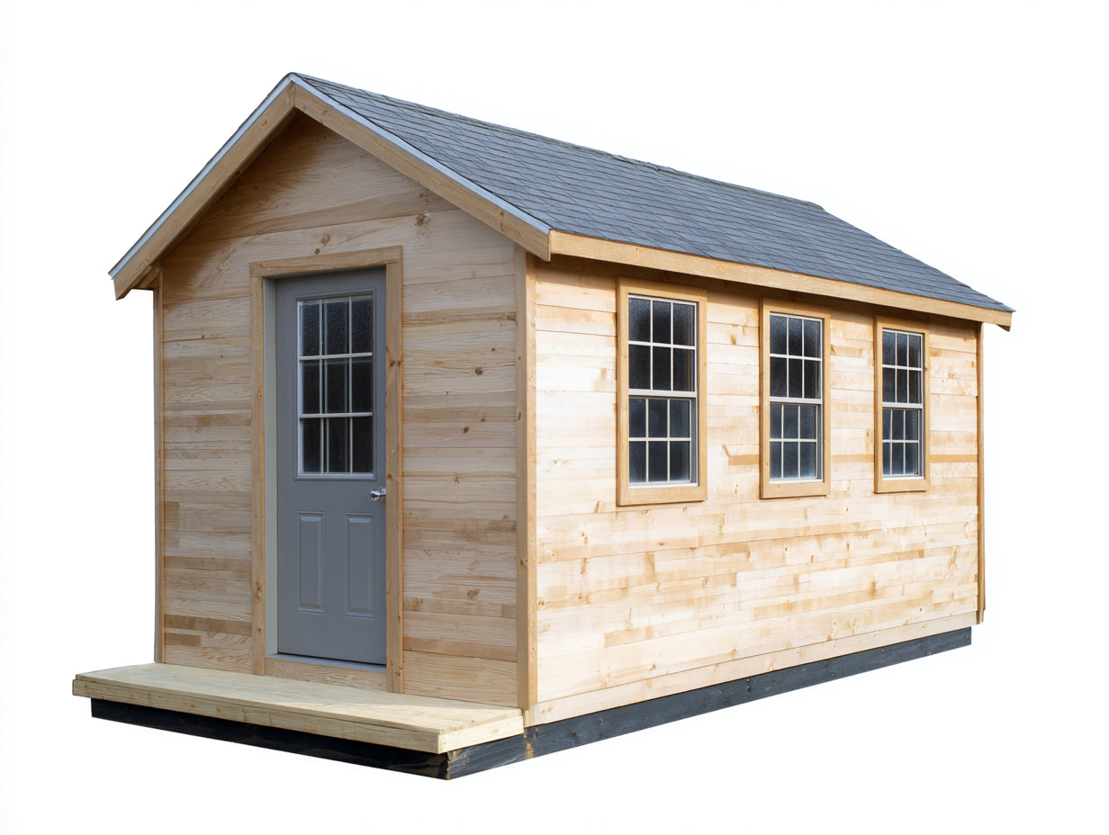 Abri de jardin - Bois - 420x240x270 cm - Bois naturel-Gris - Style maison