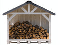 Abri à bûches - Bois - 180x75x170 cm - Blanc-Gris foncé - Extérieur couvert