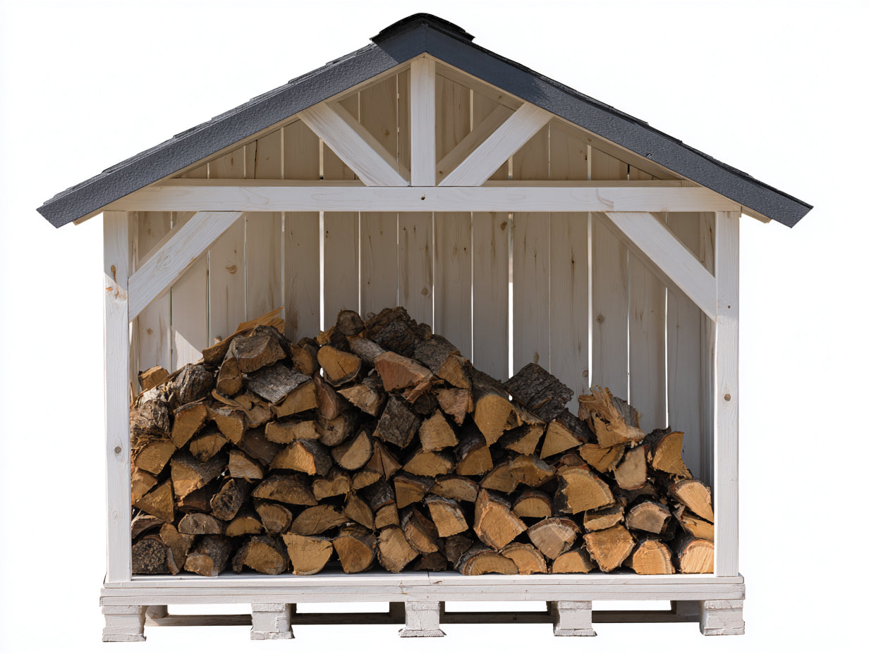 Abri à bûches - Bois - 180x75x170 cm - Blanc-Gris foncé - Extérieur couvert