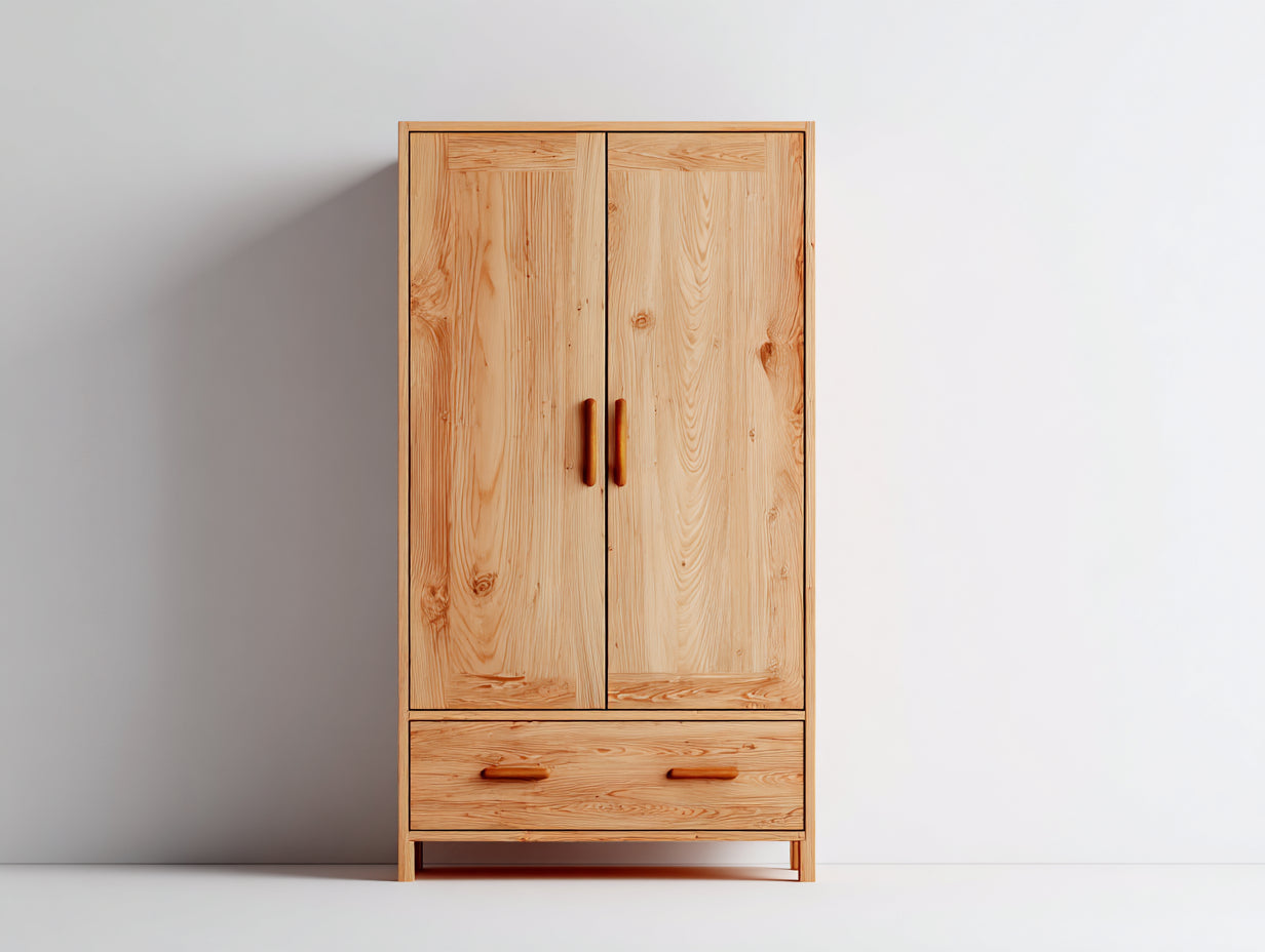 Armoire-Bois-115x50x190 cm-Pin naturel-Style rustique