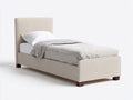Lit simple-Tissu-Bois-205x98x111 cm-Beige-Marron-Style moderne