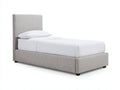 Lit simple-Tissu-Bois-203x96x105 cm-Gris clair-Marron-Style contemporain