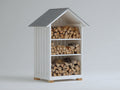 Abri à bûches - Bois - 90x60x170 cm - Blanc-Gris - Compact vertical