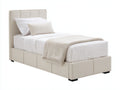 Lit simple-Tissu-Bois-205x99x112 cm-Beige-Noir-Style contemporain