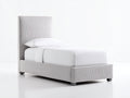Lit simple-Tissu-Métal-203x96x104 cm-Gris clair-Noir-Style contemporain