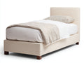 Lit simple-Tissu-Bois-205x98x110 cm-Beige-Marron-Style moderne