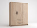 Armoire-Bois-Métal-170x55x205 cm-Chêne clair-Style contemporain