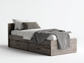 Lit simple-Bois-203x96x92 cm-Gris brun-Style rustique moderne