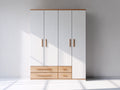 Armoire - panneaux de bois - 162x54x201 cm - blanc-bois naturel - style contemporain