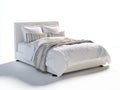 Lit double-Tissu-Bois-Mousse-214 x 172 x 108 cm-Blanc-Style moderne