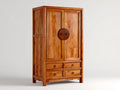 Armoire-Bois-Métal-135x55x200 cm-Cerisier naturel-Style classique