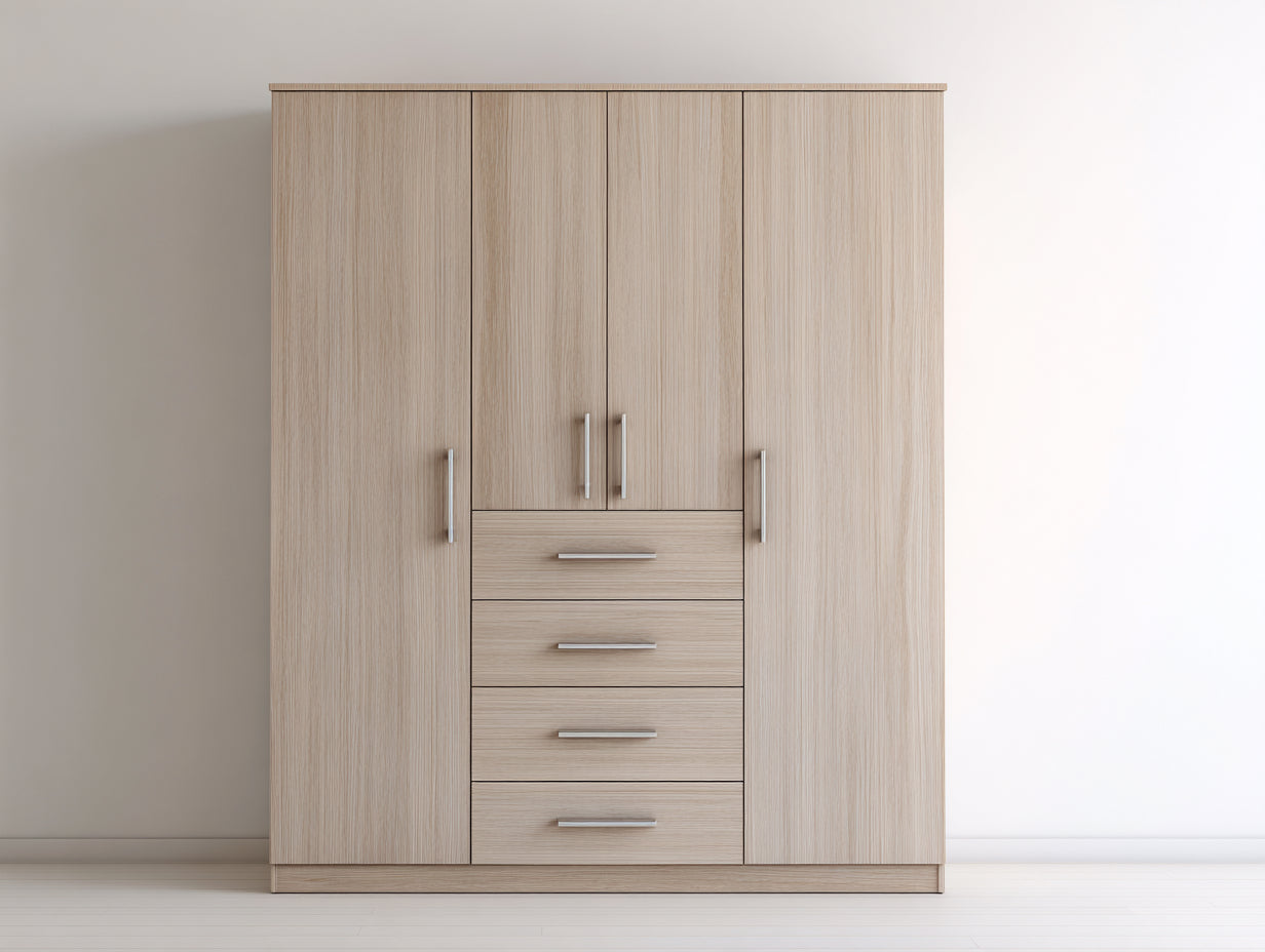 Armoire - panneaux de bois - 168x55x198 cm - bois clair - style moderne