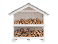 Abri à bûches - Bois - 150x65x175 cm - Blanc-Gris - Traditionnel extérieur