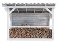 Abri à bûches - Bois - 240x70x165 cm - Blanc-Gris - Design ouvert