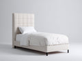 Lit simple-Tissu-Métal-205x98x118 cm-Beige-Noir-Style moderne