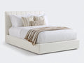 Lit double-Tissu-Bois-Mousse-216 x 176 x 116 cm-Blanc cassé-Style moderne