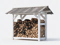 Abri à bûches - Bois - 185x72x160 cm - Blanc-Gris - Rustique extérieur