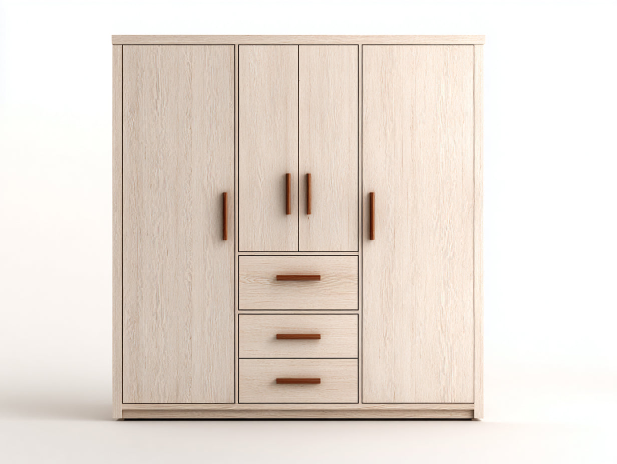 Armoire-Bois-180x55x205 cm-Chêne clair-Style contemporain