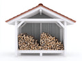 Abri à bûches - Bois - 220x80x185 cm - Blanc-Gris-Rouge brique - Style chalet