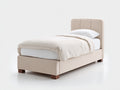 Lit simple-Tissu-Bois-204x98x111 cm-Beige-Marron-Style contemporain