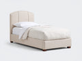 Lit simple-Tissu-Bois-204x98x112 cm-Beige-Marron-Style contemporain