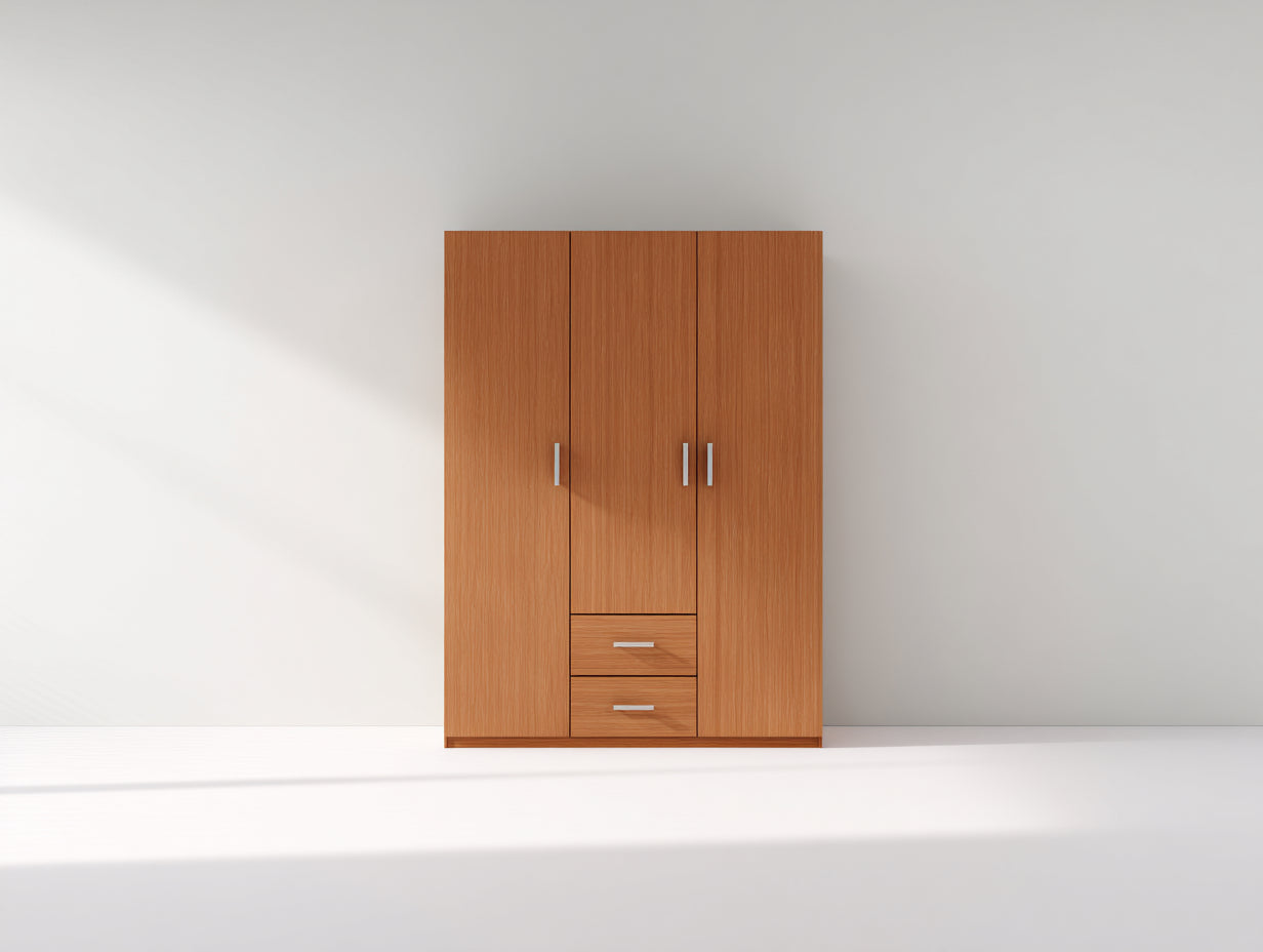 Armoire-Bois-Métal-150x50x195 cm-Noyer clair-Style minimaliste