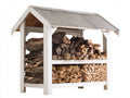 Abri à bûches - Bois - 175x78x155 cm - Blanc-Gris - Couvert extérieur