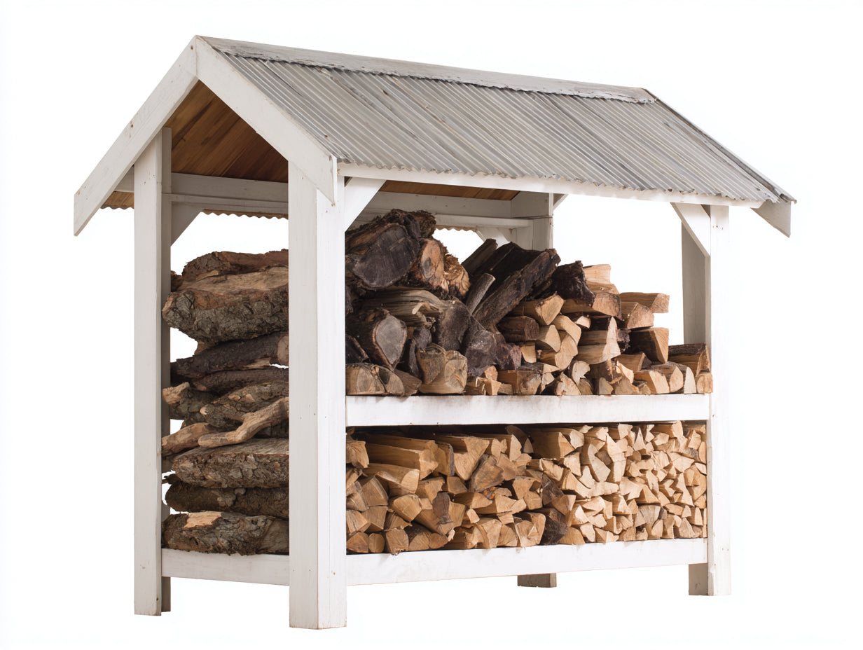 Abri à bûches - Bois - 175x78x155 cm - Blanc-Gris - Couvert extérieur