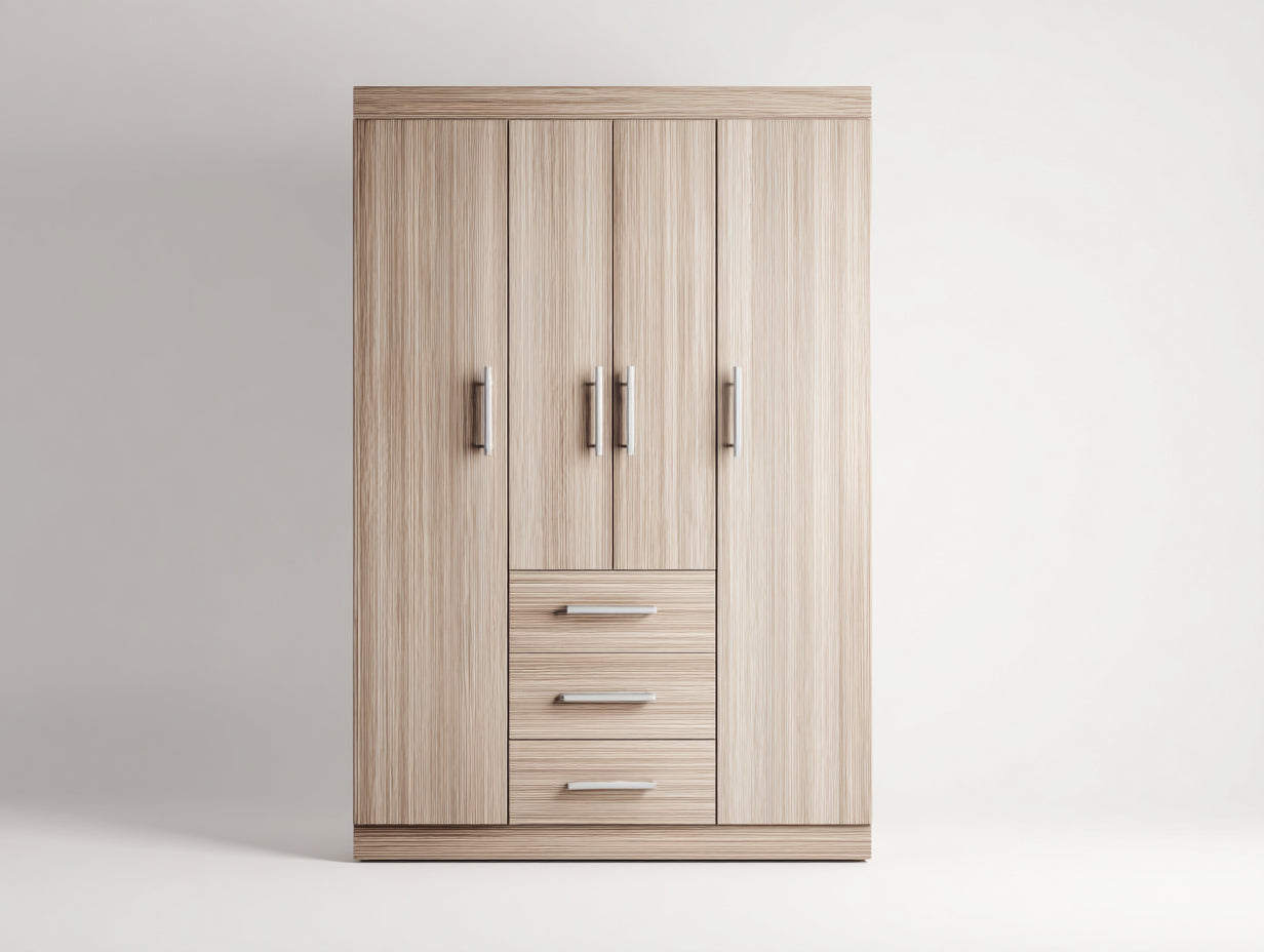 Armoire - panneaux de bois - 158x53x196 cm - bois clair - style moderne
