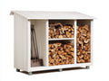 Abri à bûches - Bois - 230x78x165 cm - Blanc - Moderne extérieur