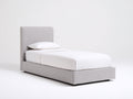 Lit simple-Tissu-Métal-202x95x103 cm-Gris clair-Noir-Style minimaliste