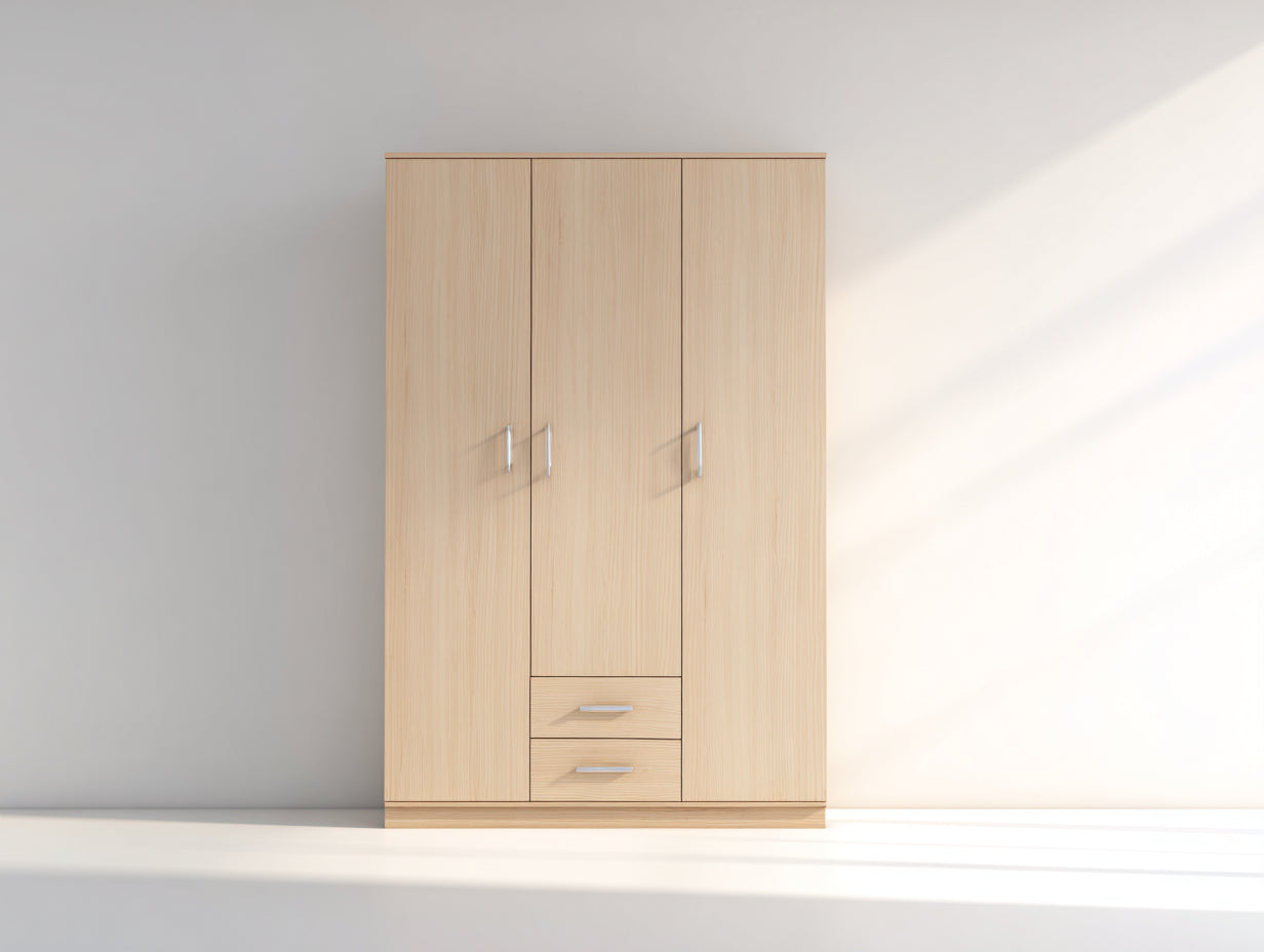 Armoire-Bois-Métal-160x52x200 cm-Pin clair-Style minimaliste